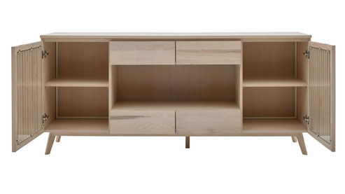 Sideboard Roomio® aus Holz in Holzfarben Roomio No. 2000 - Sideboard für Wohn- und Esszimmer weiß gewaschene Esche - zwei Türen, vier Schubladen, Länge ca. 180 cm