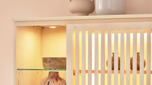 Sideboard Roomio® aus Holz in Holzfarben Roomio No. 2000 - Sideboard für Stauraum weiß gewaschene Esche - zwei Türen, zwei Schubladen, Länge ca. 90 cm