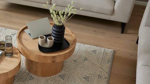 Couchtisch Roomio® aus Holz in Holzfarben Hell Roomio No. 2000 - Couchtisch weiß gewaschene Esche - Durchmesser ca.  72 cm