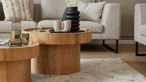 Couchtisch Roomio® aus Holz in Holzfarben Hell Roomio No. 2000 - Couchtisch weiß gewaschene Esche - Durchmesser ca.  72 cm