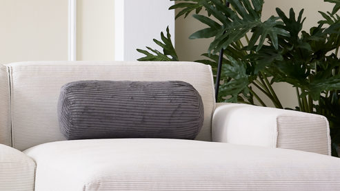 Einzelkissen Roomio® aus Stoff in Grau Roomio® Nackenrolle No. 9403 aschegrauer Breitcord - ca. 50 x 22 cm