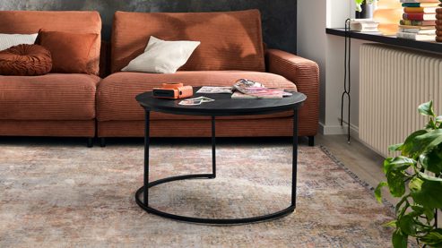 Couchtisch-Set Roomio® aus Holz in Schwarz Roomio No. 2001 - Couchtisch-Set schwarzes Mangoholz & schwarzes Metall - zweiteilig