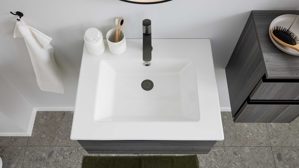 Badmöbel-Set Interliving aus Holz in Grau Interliving Bad Serie 3702 - Badmöbel-Set 7698 graue Cuneo Eiche - dreiteilig