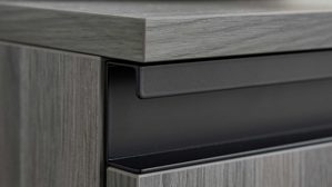 Badmöbel-Set Interliving aus Holz in Grau Interliving Bad Serie 3702 - Badmöbel-Set 7698 graue Cuneo Eiche - dreiteilig