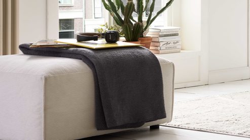 Wohndecke Roomio® aus Stoff in Anthrazit Roomio® No. 9412 - Wohndecke anthrazitfarbenes Mischgewebe - ca. 150 x 200 cm