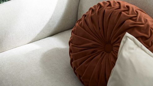 Einzelkissen Roomio® aus Stoff in Orange Roomio® Kissen No. 9401 rostfarbener Samt - Durchmesser ca. 42 cm