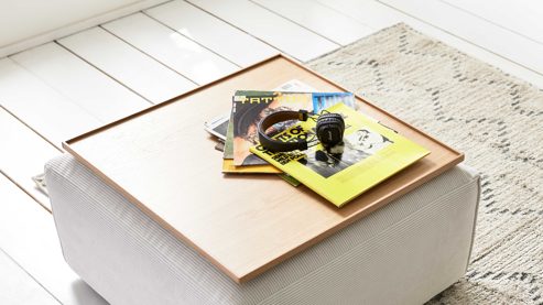 Tablett Roomio® aus Holz in Holzfarben Roomio® No. 4130 - Hocker-Tablett lackiertes Holz - ca. 70 x 70 cm