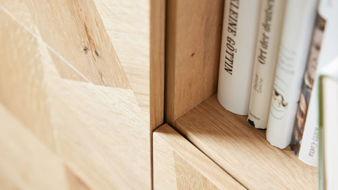 Sideboard Roomio® aus Holz in Holzfarben Roomio No. 2002 - Sideboard Eiche & schwarzes Metall - zwei Türen, eine Schublade, Länge ca. 140 cm