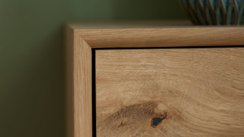 Sideboard Roomio® aus Holz in Holzfarben Roomio No. 2002 - Sideboard Eiche & schwarzes Metall - zwei Türen, eine Schublade, Länge ca. 140 cm