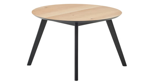 Couchtisch Roomio® aus Holz in Holzfarben Roomio No. 2002 - Couchtisch Eichefurnier & schwarzes Mangoholz - Durchmesser ca. 65 cm