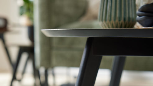 Couchtisch Roomio® aus Holz in Holzfarben Roomio No. 2002 - Couchtisch Eichefurnier & schwarzes Mangoholz - Durchmesser ca. 65 cm