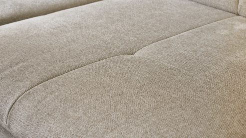 Ecksofa modulmaster aus Stoff in Beige Modulmaster Serie MM-MP1181 - Ecksofa ecrufarbenes Flachgewebe Cyber & schwarze Metallfüße – Stellfläche ca.  188 x 322 cm