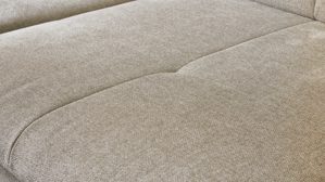 Ecksofa modulmaster aus Stoff in Beige Modulmaster Serie MM-MP1181 - Ecksofa ecrufarbenes Flachgewebe Cyber & schwarze Metallfüße – Stellfläche ca.  188 x 322 cm