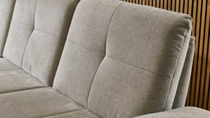 Ecksofa modulmaster aus Stoff in Beige Modulmaster Serie MM-MP1181 - Ecksofa ecrufarbenes Flachgewebe Cyber & schwarze Metallfüße – Stellfläche ca.  188 x 322 cm