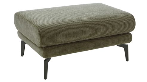 Polsterhocker modulmaster aus Stoff in Grün Modulmaster Serie MM-ZE1195 - XL-Hocker olivgrünes Flachgewebe Maranta & schwarze Metallfüße – ca.  90 x 66 cm