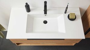 Badmöbel-Set Interliving aus Holz in Holzfarben Interliving Bad Serie 3702 - Badmöbel-Set 7751 braune Cuneo Eiche - dreiteilig