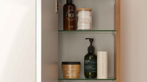 Badmöbel-Set Interliving aus Holz in Holzfarben Interliving Bad Serie 3702 - Badmöbel-Set 7751 braune Cuneo Eiche - dreiteilig