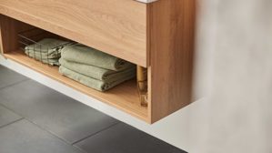 Badmöbel-Set Interliving aus Holz in Holzfarben Interliving Bad Serie 3702 - Badmöbel-Set 7751 braune Cuneo Eiche - dreiteilig