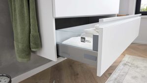 Waschbeckenunterschrank Interliving aus Holz in Weiß Interliving Bad Serie 3702 - Waschtischunterschrank 7793 Edelweiß - zwei Schubladen, Breite ca. 120 cm