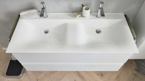 Badmöbel-Set Interliving aus Holz in Weiß Interliving Bad Serie 3702 - Badmöbel-Set 7793 Edelweiß - dreiteilig