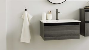 Waschtisch-Set / Waschbecken-Set Interliving aus Holz in Grau Interliving Bad Serie 3702 - Waschtisch-Set 7698 graue Cuneo Eiche - zweiteilig, Breite ca. 60 cm