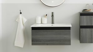 Waschtisch-Set / Waschbecken-Set Interliving aus Holz in Grau Interliving Bad Serie 3702 - Waschtisch-Set 7698 graue Cuneo Eiche - zweiteilig, Breite ca. 60 cm
