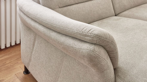 Ecksofa modulmaster aus Stoff in Beige Modulmaster MM-ZE1148 - Wohnlandschaft ecrufarbenes Flachgewebe Cyber & Fuß Z002-M01 - Stellfläche ca. 336 x 268 cm
