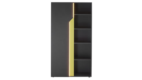 Kleiderschrank Möbel rudolf aus Holz in Dunkelgrau Jugendzimmer Serie ZE 1 - Schrank-Regal-Kombination Schiefergrau & Apfelgrün - ca. 100 x 202 cm