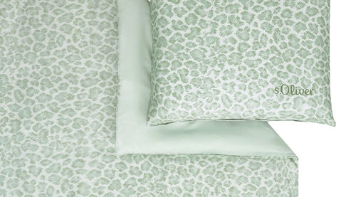 Bettwäsche-Set Ibena® aus Stoff in Grün IBENA® s.Oliver Leoparden Bettwäsche olivegrüne Mako-Satin – zweiteilig, ca. 140 x 200 cm