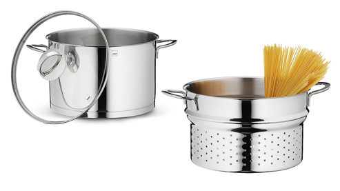Pasta-/Spargeltopf Kela | keck & lang aus Metall in Edelstahl Pastatopf Cailin Edelstahl & Klarglas - Durchmesser ca. 28 cm