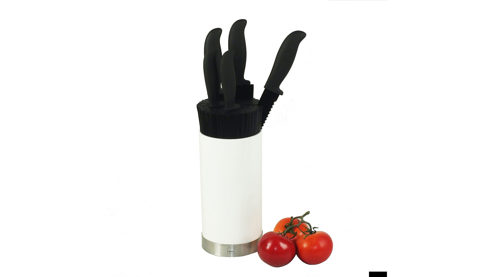 Messerblock Kela | keck & lang aus Kunststoff in Weiß Messerblock Acida mit fünf Messern weißes Kunststoff - Höhe ca. 35 cm