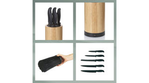 Messerblock Kela | keck & lang aus Holz in Holzfarben Messerblock Acida mit fünf Messern Bambus - Höhe ca. 23 cm