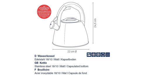 Wasserkessel Kela | keck & lang aus Metall in Edelstahl Wasserkessel Edelstahl - ca. 22 x 25 cm