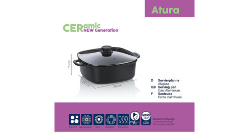 Servierpfanne Kela | keck & lang aus Metall in Schwarz Servierpfanne Atura Schwarz & Glas - ca. 28 x 28 cm