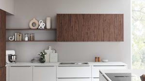 Einbauküche Nolte® küchen aus Holz in Holzfarben nolte® Einbauküche Manhattan mit Constructa Einbaugeräten Stripe Wood Choco & weiß - dreizeilig