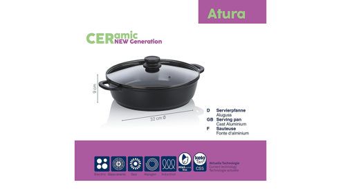 Servierpfanne Kela | keck & lang aus Metall in Schwarz Servierpfanne Atura Schwarz & Glas - Durchmesser ca. 32 cm