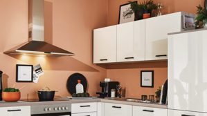 Einbauküche Pino aus Holz in Weiß pino Einbauküche inklusive Einbaugeräte Hochglanz Weiß & Tanne Clay - Stellfläche ca. 215 x 245 cm