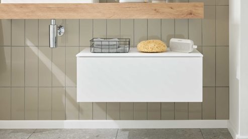 Unterschrank Interliving aus Holz in Weiß Interliving Bad Serie 7490 – Unterschrank-Set Alpinweiß - eine Schublade, Länge ca. 80 cm