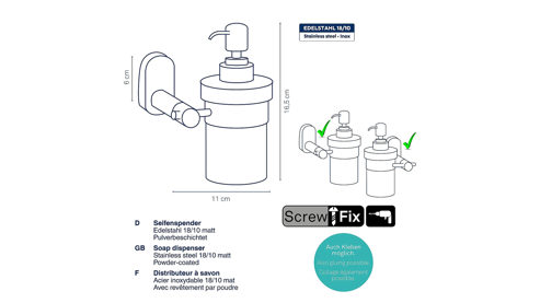 Seifenspender Kela | keck & lang aus Metall in Schwarz kela Seifenspender Alessio Schwarz & Transparent - ca. 11 x 17 cm