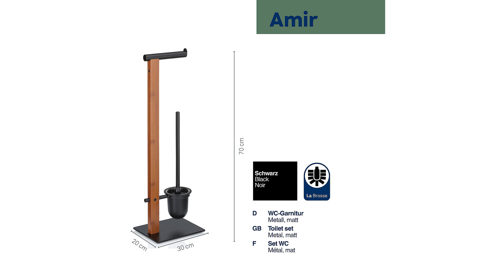 Toilettenbutler Kela | keck & lang aus Metall in Schwarz kela Toilettenbutler Amir Schwarz - ca. 20 x 70 cm