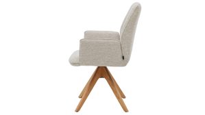 Polsterstuhl Interliving aus Stoff in Weiß Interliving Esszimmer Serie 5102 – Armlehnstuhl V512 Eiche bianco & leinenfarbener Jacquard Lodge L07