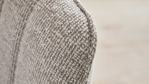 Polsterstuhl Interliving aus Stoff in Weiß Interliving Esszimmer Serie 5102 – Armlehnstuhl U512 mit Drehfunktion Eiche bianco & leinenfarbener Jacquard Lodge L07