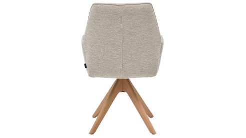 Tischgruppe Interliving aus Holz in Holzfarben Interliving Esszimmer Serie 5102 – Essgruppe im Skandi-Style Eiche Bianco & leinenfarbener Jacquard Lodge L07 - siebenteilig