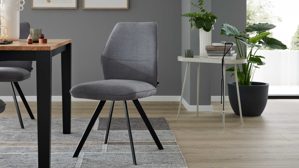 Polsterstuhl Interliving aus Stoff in Grau Interliving Esszimmer Serie 5102 – Polsterstuhl V321 kieselfarbener Webstoff Tirol 489 & schwarzes Eisen