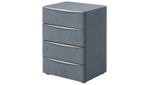 Nachtkommode Interliving aus Holz in Blau Interliving Boxspringbett Serie 1402 – Nachtkommode 49 stahlfarbene Mikrofaser Nele  – vier Schubladen