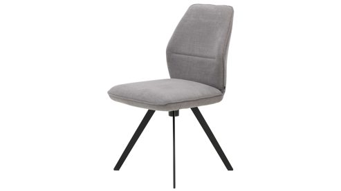 Polsterstuhl Interliving aus Stoff in Grau Interliving Esszimmer Serie 5102 – Polsterstuhl U321 mit Drehfunktion kieselfarbener Webstoff Tirol & schwarzes Eisen