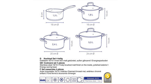 Topf-Set Kela | keck & lang aus Metall in Metallfarben kela Topfset Flavoria Edelstahl & Klarglas – vierteilig