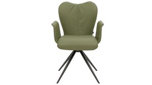 Polsterstuhl Interliving aus Leder in Grün Interliving Esszimmer Serie 5115 - Armlehnstuhl Aiko Four A32 jadefarbenes Leder LD7830 & umbragraues Metall