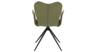 Polsterstuhl Interliving aus Leder in Grün Interliving Esszimmer Serie 5115 - Armlehnstuhl Aiko Four A32 jadefarbenes Leder LD7830 & umbragraues Metall