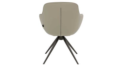 Polsterstuhl Interliving aus Leder in Beige Interliving Esszimmer Serie 5115 - Armlehnstuhl Ravi Stativ R23L milchkaffeefarbenes Leder Tendens Latte & anthrazitfarbenes Metall